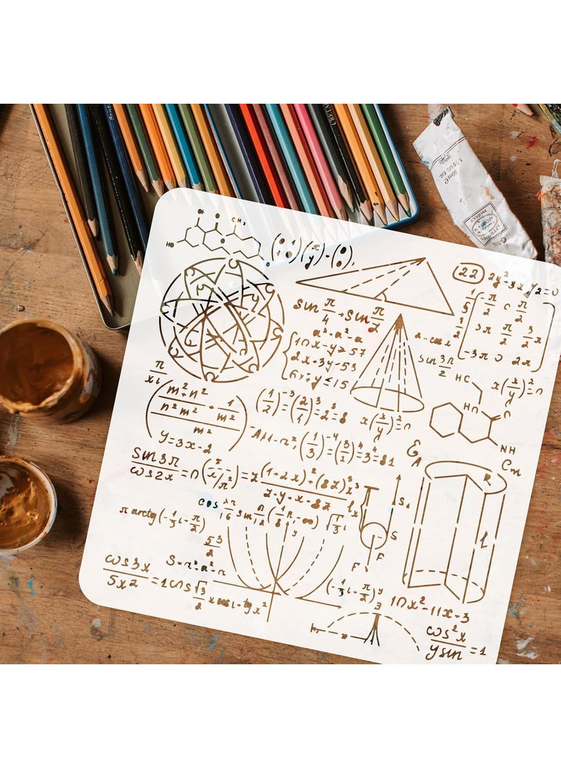 FINGERINSPIRE FINGERINSPIRE Mathematical Formulas Painting Stencil 11.8x11.8inch Reusable Math Pattern Painting Template DIY Math Example Diagram Decoration Stencil  - Image 3