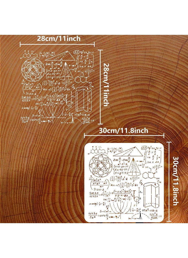 FINGERINSPIRE FINGERINSPIRE Mathematical Formulas Painting Stencil 11.8x11.8inch Reusable Math Pattern Painting Template DIY Math Example Diagram Decoration Stencil  - Image 2