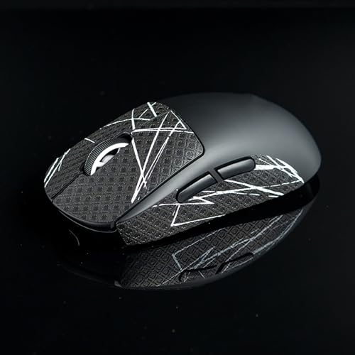 Hokeyio Anti-Slip Grip Tape for Logitech G Pro X Superlight 1 & 2 | Pre-Cut Leather Mouse Skins | Sweat-Absorbent & Easy Installation Black White 0.4mm - Image 1