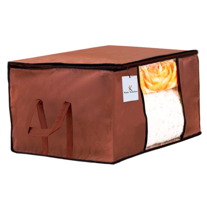 Kuber Industries Underbed Storage Bag Storage Organiser Blanket Cover Set of 2 IvoryDark Brown Extra Large Size - Image 2