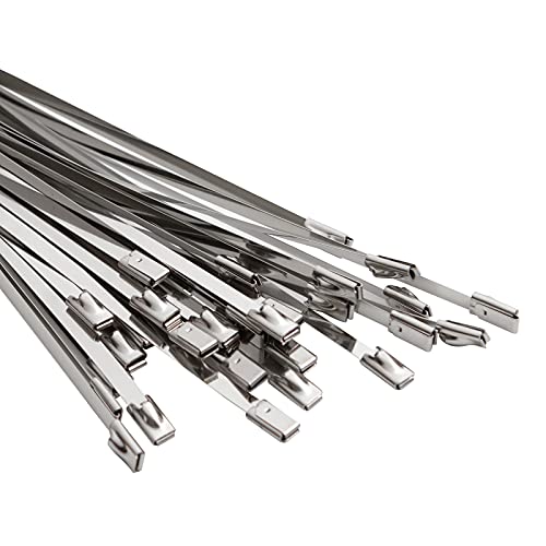 OFFO Metal Zip Ties 19.7 in Premium Heavy Duty Stainless Steel Wire Multifunctional Locking Exhaust Wrap Flexible Durable 30 PCS - Image 1