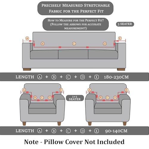 Lukzer 5 Seater Pastel Green Leaf Trail Pattern Sofa Cover | 240 GSM Universal Stretch Fit 3+1+1 Jacquard Fabric Couch Protector | Fully Covered Anti Slip & Washable Sofa Cover (SC-128-05) - Image 2