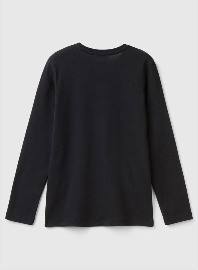 Benetton Girls Glitter Printed Long Sleeve T-shirt - Image 2