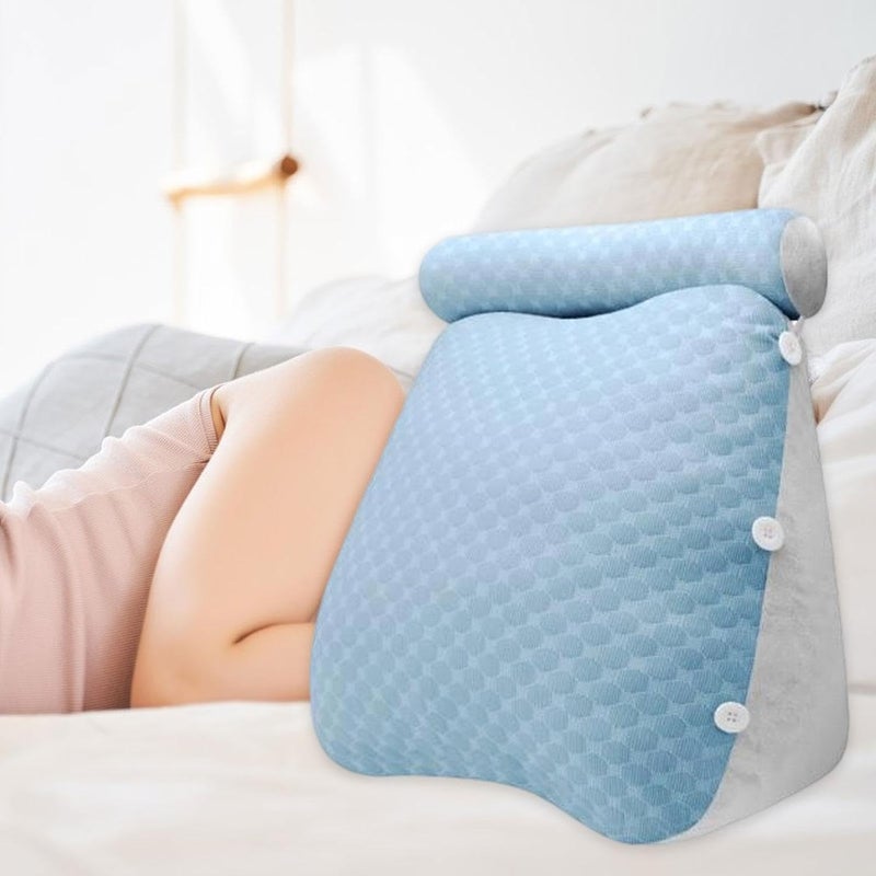 Wear Cushion Headboard Triangular Cooling Adjustable, Support, Soft, Back Cushion Mattress Filler for Gifts for Mom Bedsofa, Blue - Image 5