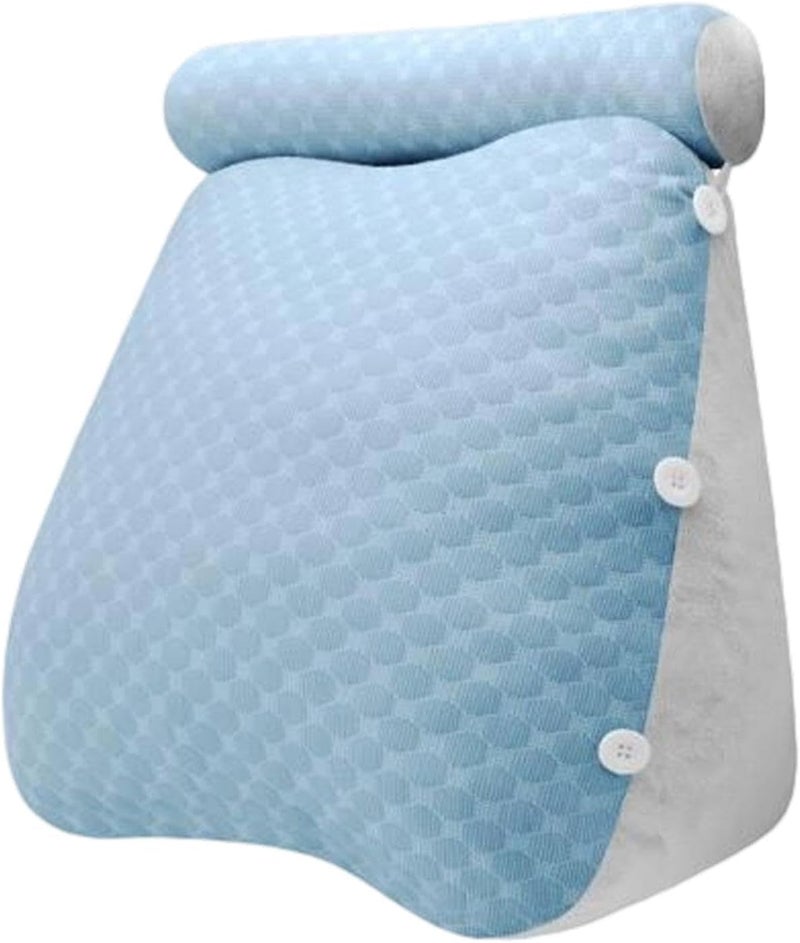 Wear Cushion Headboard Triangular Cooling Adjustable, Support, Soft, Back Cushion Mattress Filler for Gifts for Mom Bedsofa, Blue - Image 1