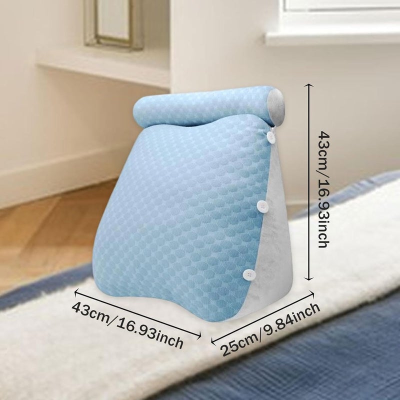 Wear Cushion Headboard Triangular Cooling Adjustable, Support, Soft, Back Cushion Mattress Filler for Gifts for Mom Bedsofa, Blue - Image 3