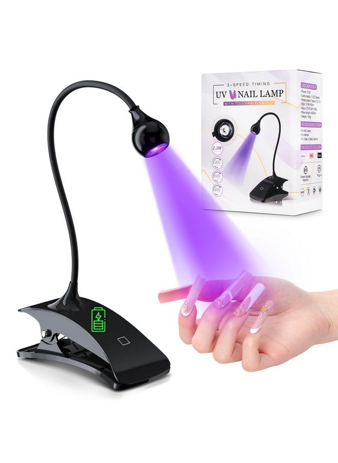 mlogiroa Uv Lamp For Gel Nails Gooseneck Uv Light For Nails Touch Uv Lamp For Nails Rechargeable & Typec Uv Nail Lamp With Black Clamp Gel X Nail Lamp And Flash Cure Light For Nails Mini Uv Light  - Image 1