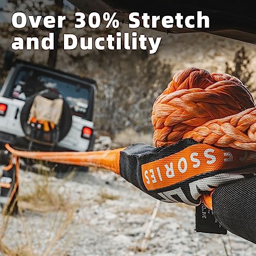 ALL-TOP Kinetic Recovery Rope Kit w/ 2 Soft Shackles, 48000Lbs, 1in x 30ft, Heavy Duty 30+% Elasticity, 16000Lbs Work Load Limit - Image 3
