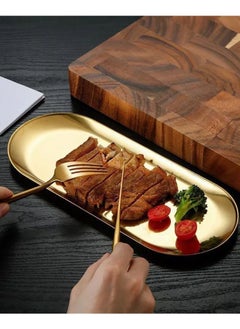 2 Golden Rectangular Serving Tray