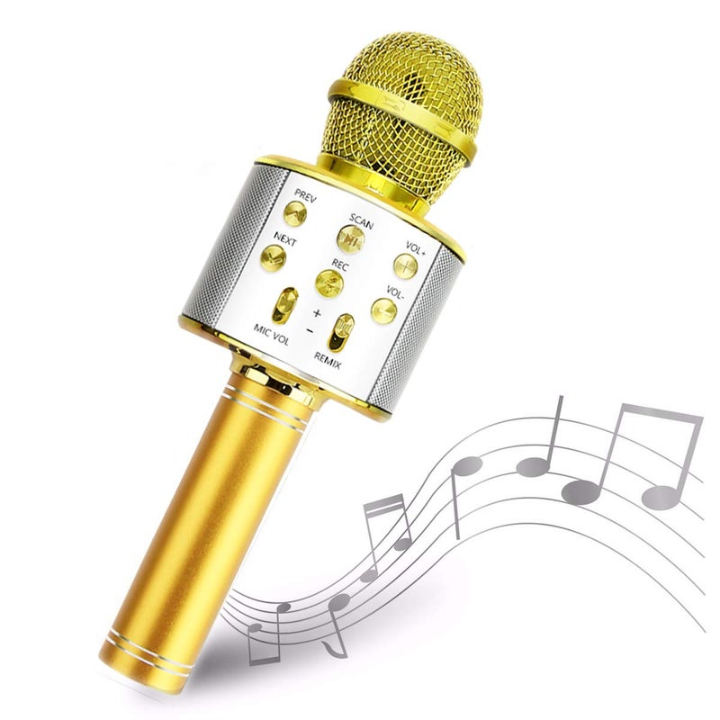 Madon Wireless Karaoke Microphone Bluetooth Handheld Speaker Home Party Player Christmas Birthday Gift For Kids Yellow - Image 1