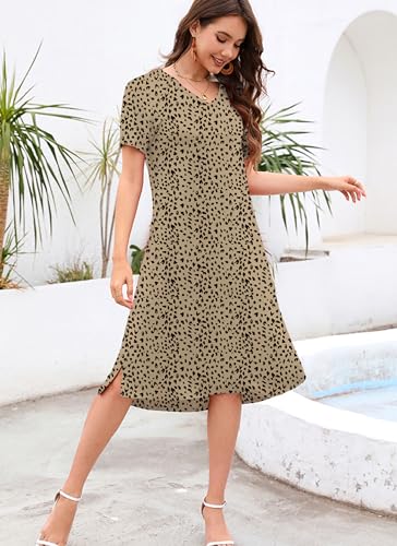 VOBCTY Women's Casual Short Sleeve Tshirt Dress Summer Side Split Loose V Neck Dresses(65B,Large) - Image 3