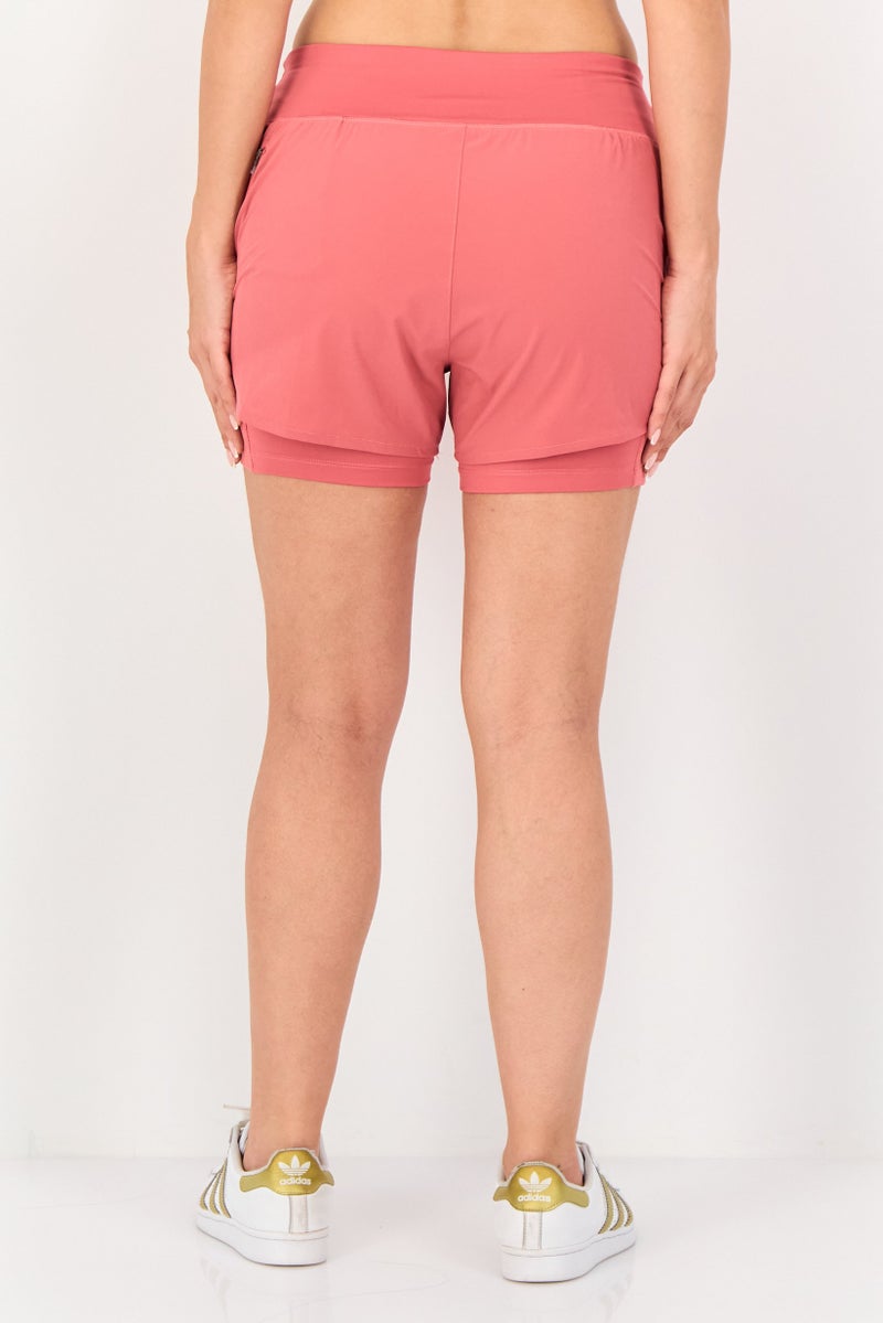 Nike شورتات جري رياضية نسائية برباط سحب 2 في 1، كورال - Image 4