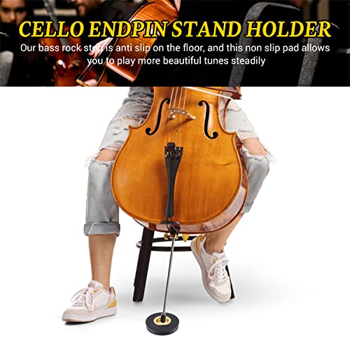 Facmogu Rock Stop for Cello, Cello Endpin Rest for Floor Protector String Instrument Accessory Christmas Gift, Rock Stop Endpin Stand Holder with Reinforced Brass Cup & Rubber Mat Anti-Slip Base - Image 4