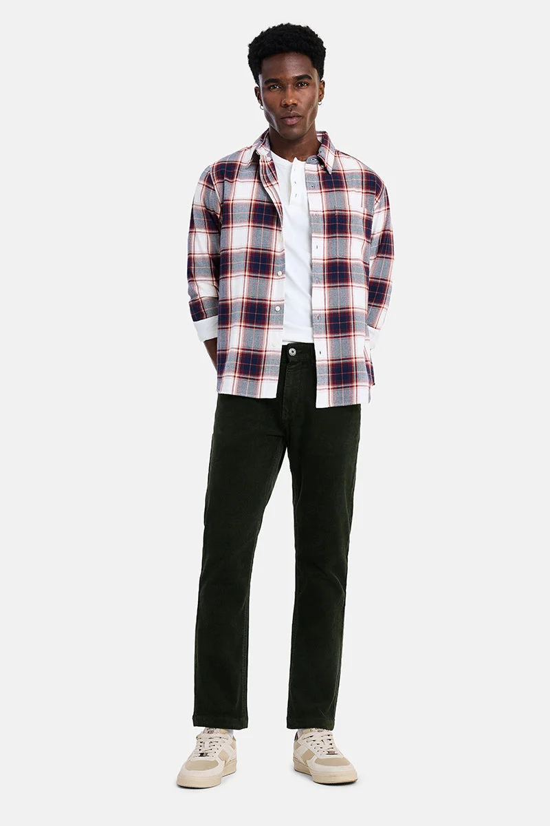 SNITCH Olive Olive Textured Regular Fit Casual Chinos for Men | Best Price UAE