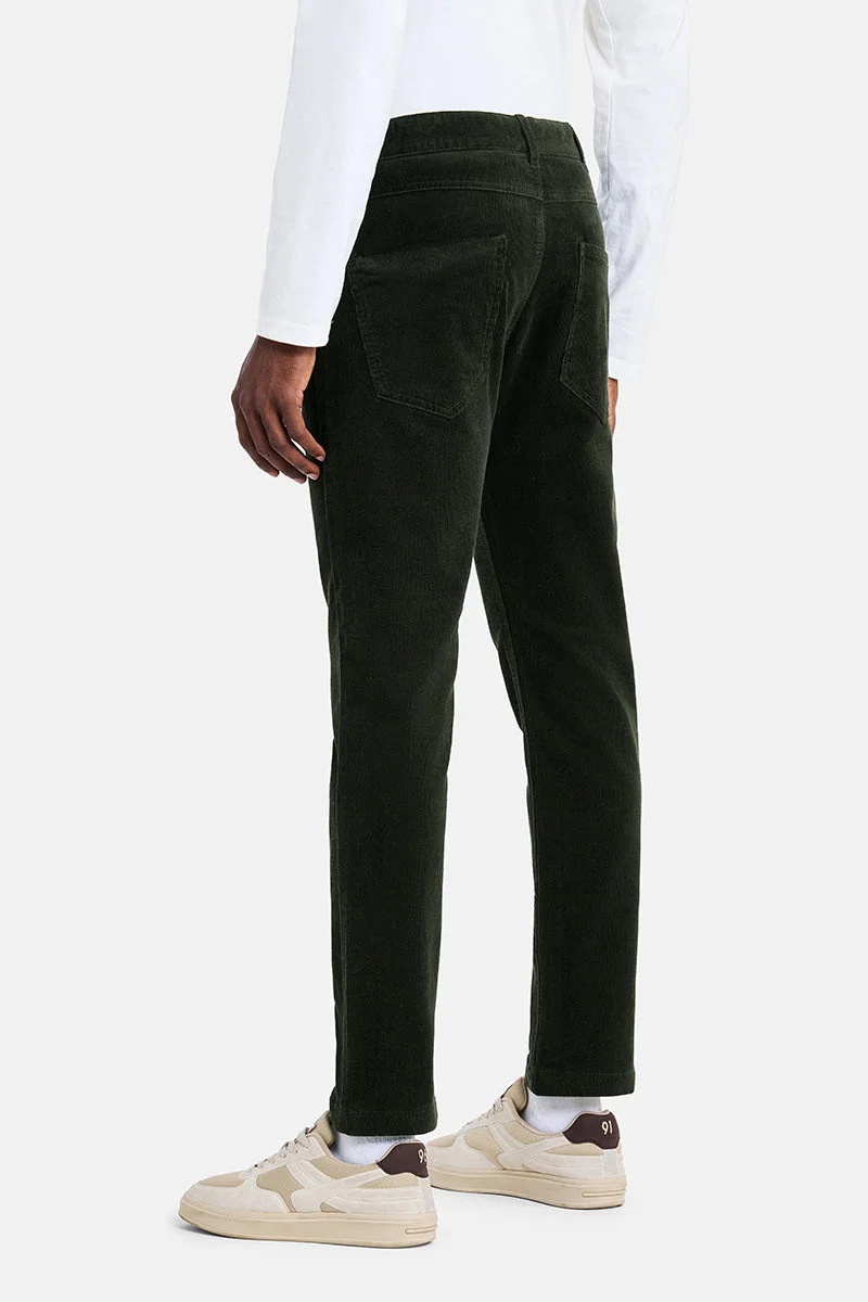 SNITCH Olive Olive Textured Regular Fit Casual Chinos for Men | Best Price UAE