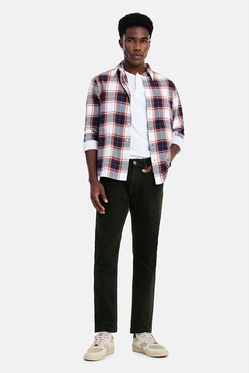 SNITCH Olive Olive Textured Regular Fit Casual Chinos for Men | Best Price UAE