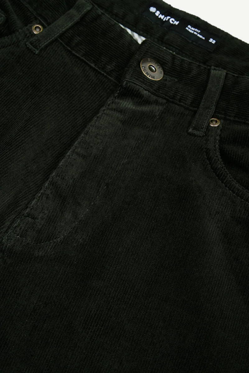 SNITCH Olive Olive Textured Regular Fit Casual Chinos for Men | Best Price UAE