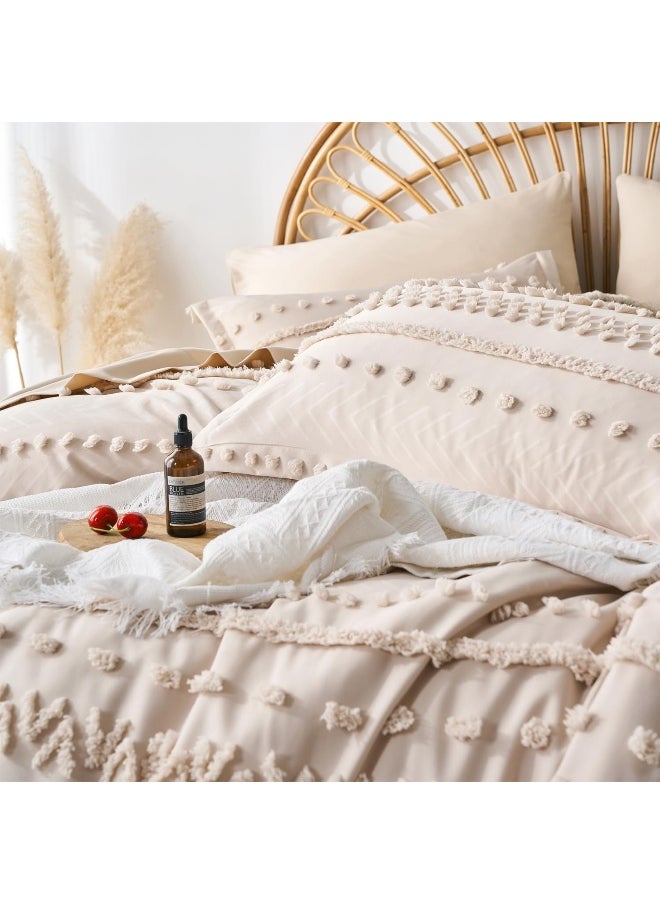 Generic sponwilar 7 Pieces King Size Comforter Set, Khaki Tufted Boho Shabby Chic Bed in a Bag Comforter Set and Sheet Set, Soft Microfiber Lightweight Bedding Set for All Season (Khaki, King)  - Image 5