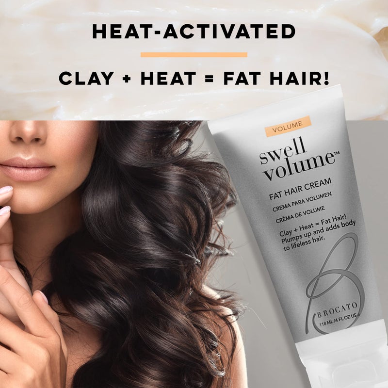 Brocato Swell Volume Hair Cream, 6 Oz: Volumizing & Thickening Cream for Men & Women | Heat Activated Fat Hair Volumizer Cream Plumps, Shapes & Adds Thickness to Thin Hair | Formulated with Clay - Image 4