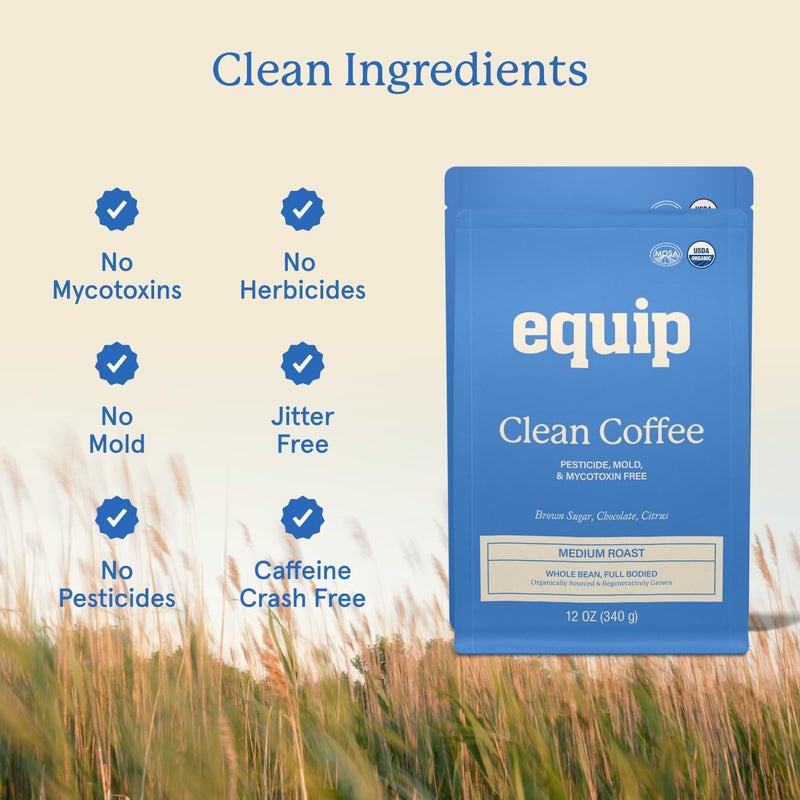 Equip Foods Clean Coffee | Gold Standard, Certified Organic, Fair Trade, Regenerative | Medium Roast, Whole Bean, Nicaragua | Brown Sugar+Chocolate+Citrus - Image 4