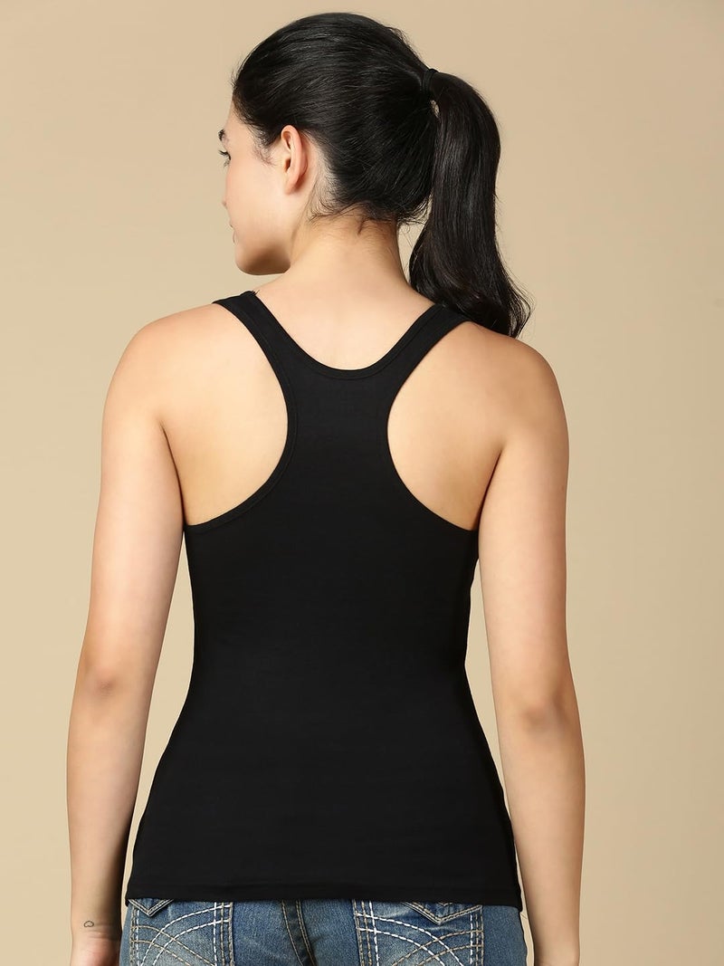 Lux Cozi Women's Pure Cotton Racerback Tank Top_COZIHER_401_Racerback_BLK_WH_100_2PC - Image 5