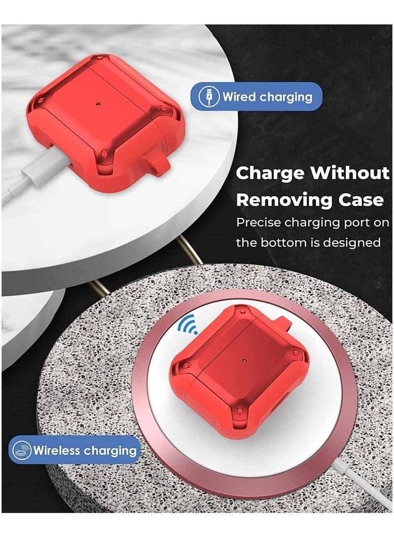 TIGER - Full-Body Rugged Protective Shockproof Carrying Case Cover Skin for AirPods 3 (Red) – Durable, Scratch-Resistant, Anti-Slip Grip, Wireless Charging Compatible Case - Image 1