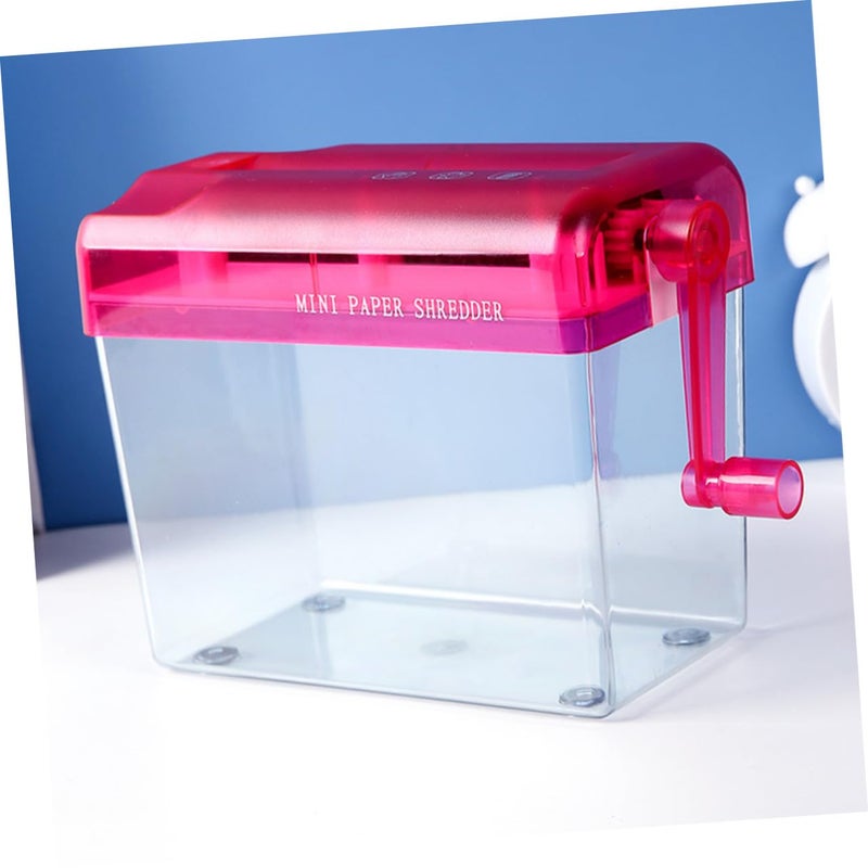 Manual Desktop Paper Shredder Red Hand Operated for Home Office Document Security - Image 3