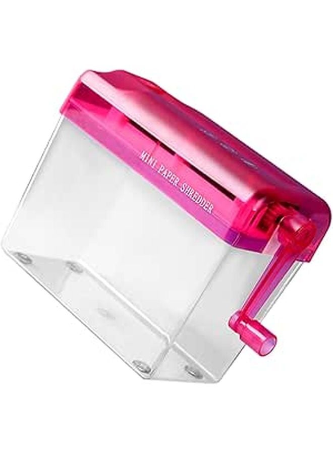 Manual Desktop Paper Shredder Red Hand Operated for Home Office Document Security - Image 1