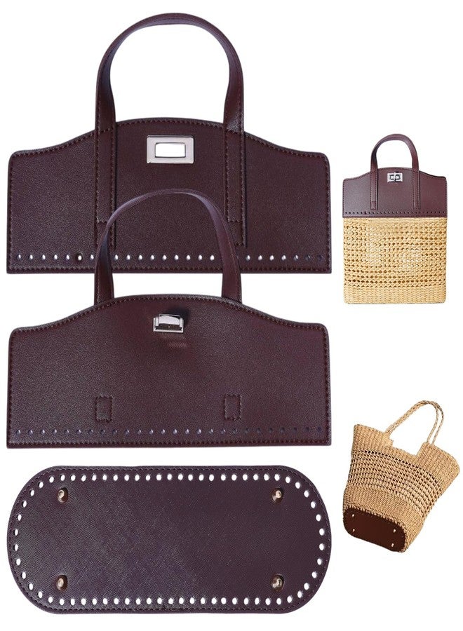 beinkmake PU Leather Handbag Making Kits Bag Bottom Shaper Bag Straps with Holes Turn Lock Crochet Knitting Set for DIY Purse Wallet Shoulder Tote Bags Backpack Making Repairing Coffee Brown - Image 1