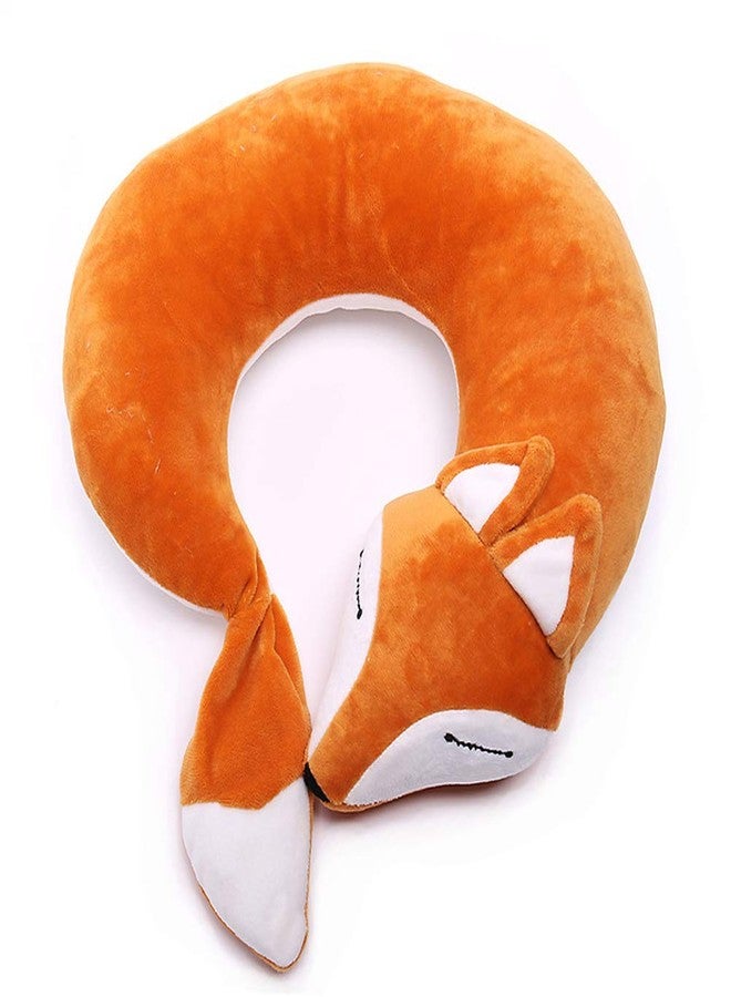 jidachuang Travel Pillows Planes Fox Animal U-Shaped Neck Pillow Plush Fur Warm Cartoon Comfortable Luggage Pillow for Airplanes Car Train (A-Brown) - Image 1