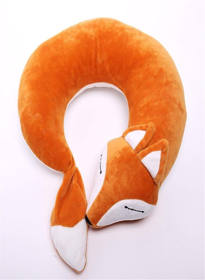 jidachuang Travel Pillows Planes Fox Animal U-Shaped Neck Pillow Plush Fur Warm Cartoon Comfortable Luggage Pillow for Airplanes Car Train (A-Brown) - Image 3
