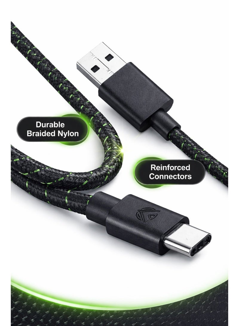 ASA USB Type-C to USB-A Charging & Data Cable for PS5 Console and Controllers – Fast Charging, Durable Braided Cord, High-Speed Sync, Black - Image 1