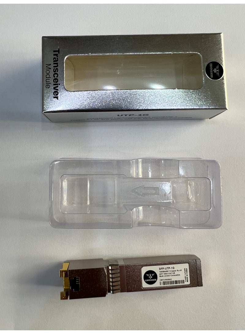 COMMANDO 1G RJ-45 100m Multi-vendor Compatible UTP Transceiver Module - 1000BASE-T SFP, Copper - Hot Swappable, Plug and Play - Cisco GLC-T, Huawei, Ubiquiti, D-Link, TP-Link, MikroTik - SFP-UTP-1G - Image 3