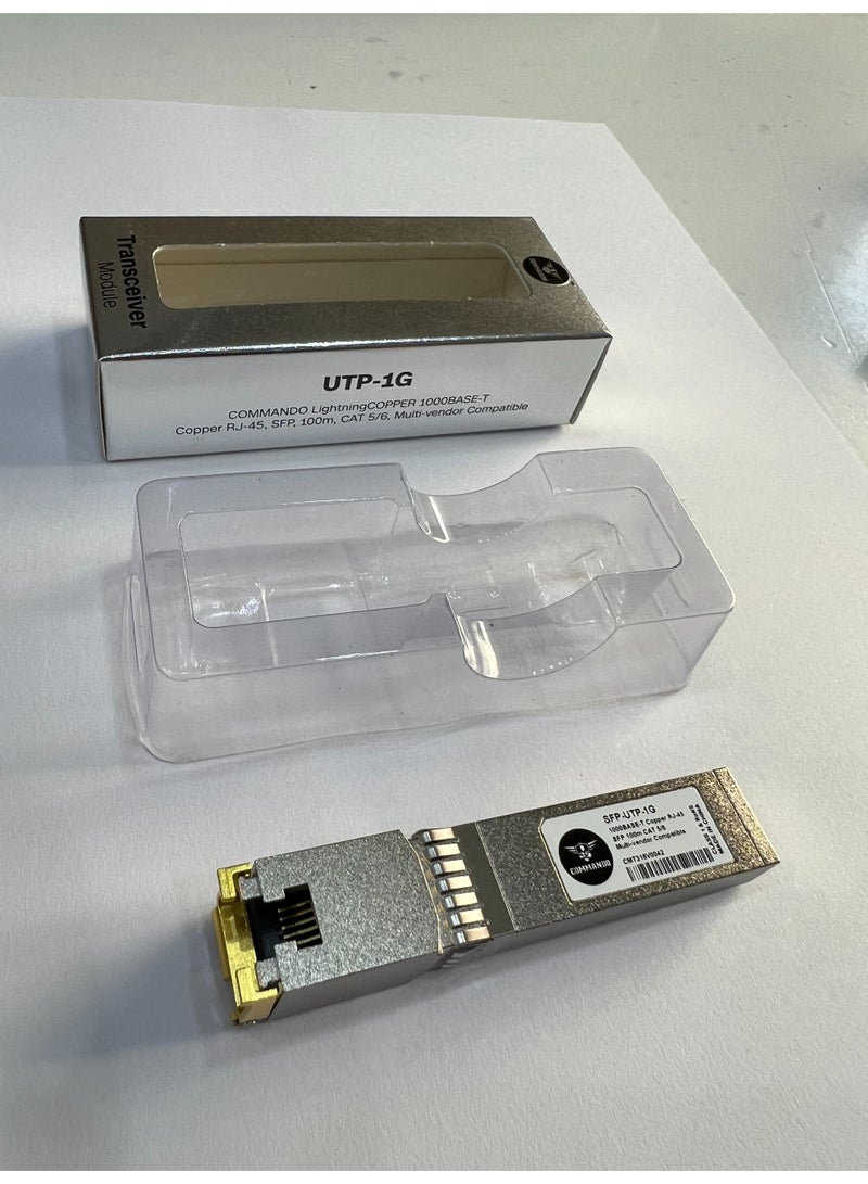 COMMANDO 1G RJ-45 100m Multi-vendor Compatible UTP Transceiver Module - 1000BASE-T SFP, Copper - Hot Swappable, Plug and Play - Cisco GLC-T, Huawei, Ubiquiti, D-Link, TP-Link, MikroTik - SFP-UTP-1G - Image 4
