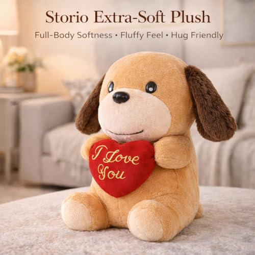 Storio I Love You Valentine Plush Dog | Cute Soft Cuddly Stuffed Animal with Red Heart | Valentine Gift, Birthday Gift Special | Romantic Plush Toy 7 Inches - Image 2