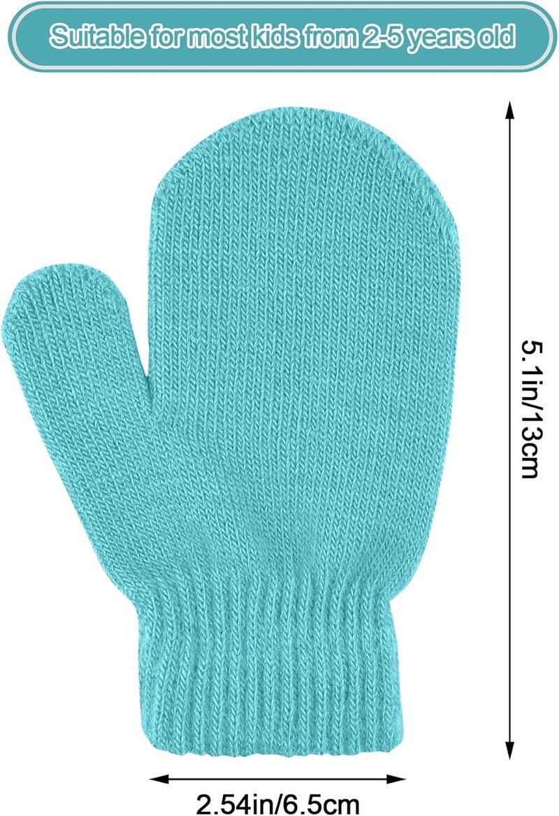 MENOLY 15 Pairs Kids Toddlers Magic Stretch Mittens Solid Color Winter Warm Kids Knit Gloves for Boys and Girls - Image 3
