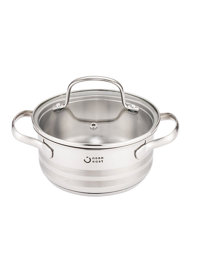 ايست من نون طقم أواني طهي من الفولاذ المقاوم للصدأ مكون من 11 قطعة - قاعدة ثلاثية الطبقات، متوفرة باللون الفضي 56.5 × 34.5 × 25 سم - Image 4