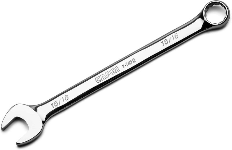 Capri Tools 15/16-inch Combination Wrench, 12 Point, SAE, Chrome (1-1412) - Image 1