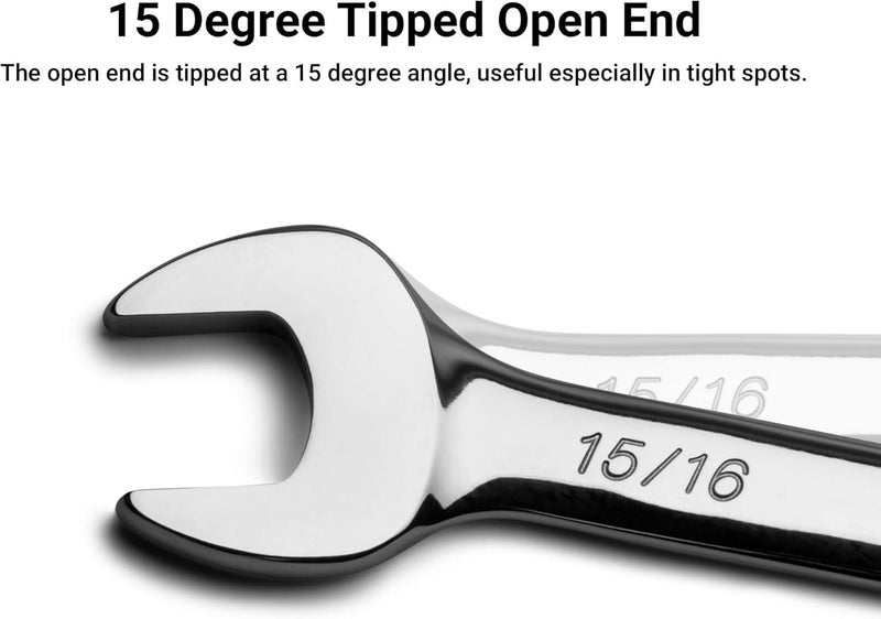 Capri Tools 15/16-inch Combination Wrench, 12 Point, SAE, Chrome (1-1412) - Image 5
