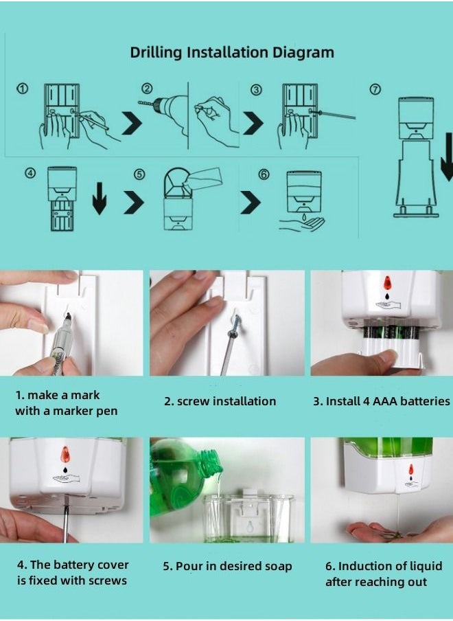 M MIAOYAN - Automatic Soap Dispenser Wall Mount Hand Sanitizer Dispenser 700ml Gel/Liquid Touchless Hand Soap Dispenser for Home Hospital School Office - Image 1