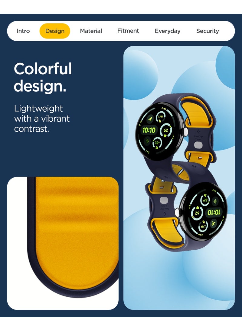 Spigen Nano Pop for Google Pixel Watch 4 / 3 (45mm) Band Adjustable Soft Waterproof Silicone Strap - Blueberry Navy - Image 3