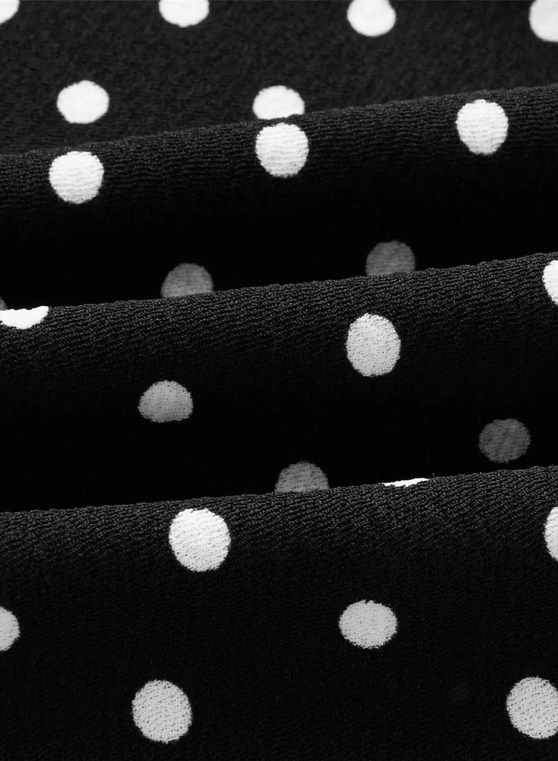Plus Scallop Trim Polka Dot Peplum Cami Top  - Image 4