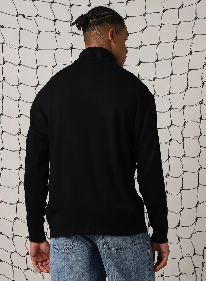 هوبرهولمي Men's Multicoloured 100% Acrylic Solid Oversized Sweater