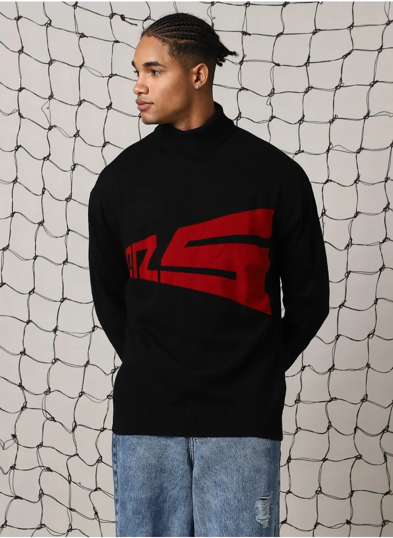 هوبرهولمي Men's Multicoloured 100% Acrylic Solid Oversized Sweater