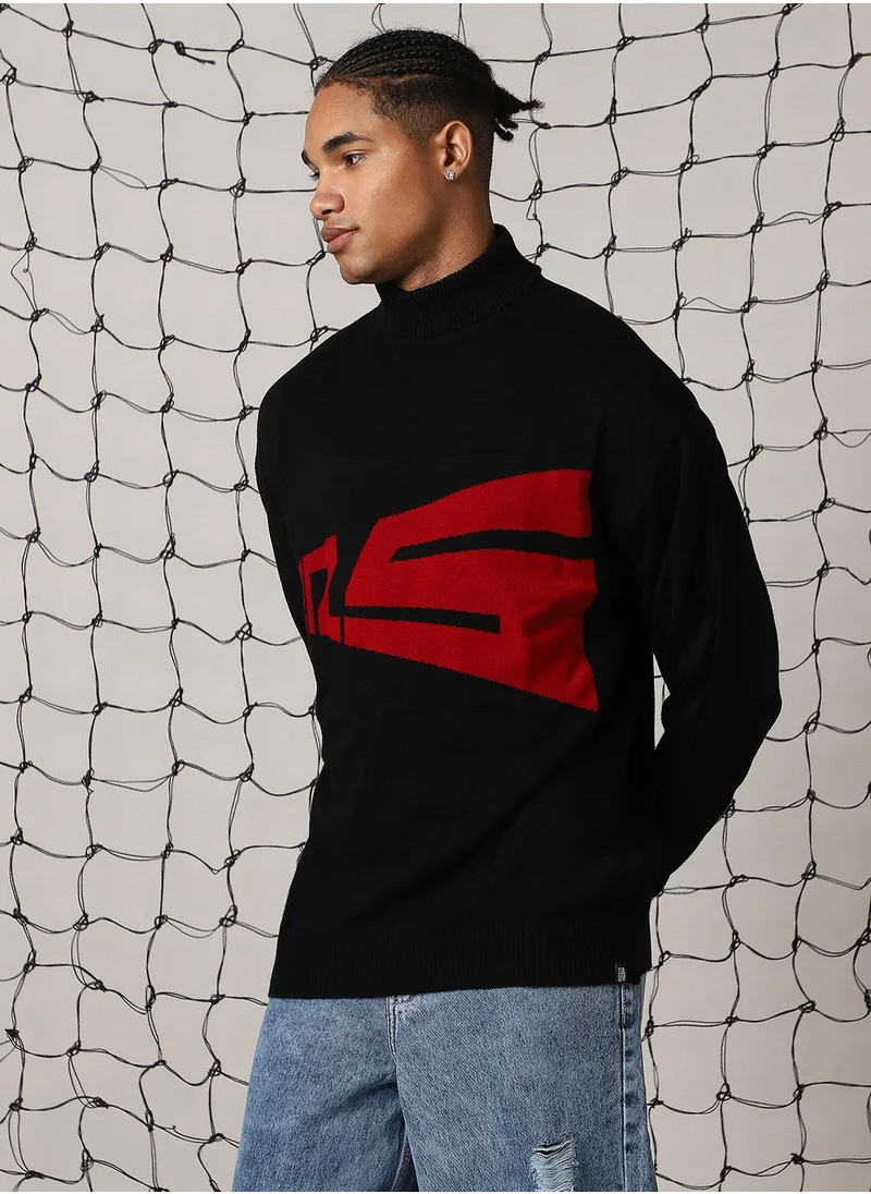 هوبرهولمي Men's Multicoloured 100% Acrylic Solid Oversized Sweater