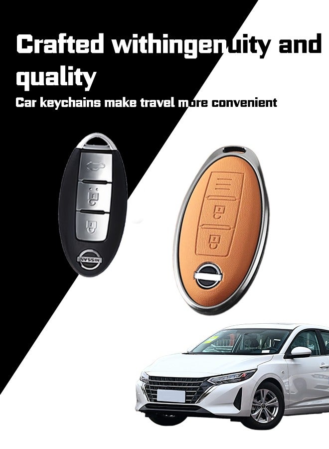Key sleeve, suitable for Nissan 3-key keys, the first layer of cowhide material, anti-fall and wear-resistant, all-inclusive design, multi-layer protection is safer, restore the key feel, goodcar. - Image 2