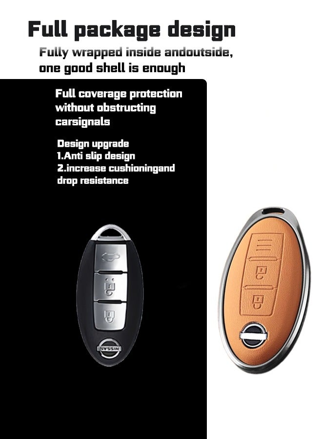 Key sleeve, suitable for Nissan 3-key keys, the first layer of cowhide material, anti-fall and wear-resistant, all-inclusive design, multi-layer protection is safer, restore the key feel, goodcar. - Image 4