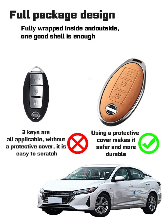 Key sleeve, suitable for Nissan 3-key keys, the first layer of cowhide material, anti-fall and wear-resistant, all-inclusive design, multi-layer protection is safer, restore the key feel, goodcar. - Image 5