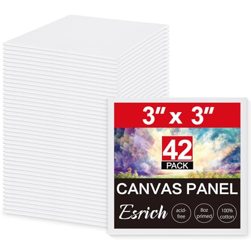 ESRICH 3x3IN Small Canvases for Painting, 42 Pack Mini Canvas Boards Cotton Painting Canvas Primed Acid Free Mini Blank Canvas Panels for Oil Paint,Watercolor,Acrylic Paint,Gouache&Tempera. - Image 1