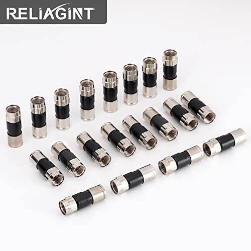 RELIAGINT 20 Pack Coaxial Cable Connector, 75 Ohm F-Type Waterproof Brass Compression Connectors for RG6 Dual/Tri/Quad Shield Cables, for HD TV, Satellite & Antennas - Image 2